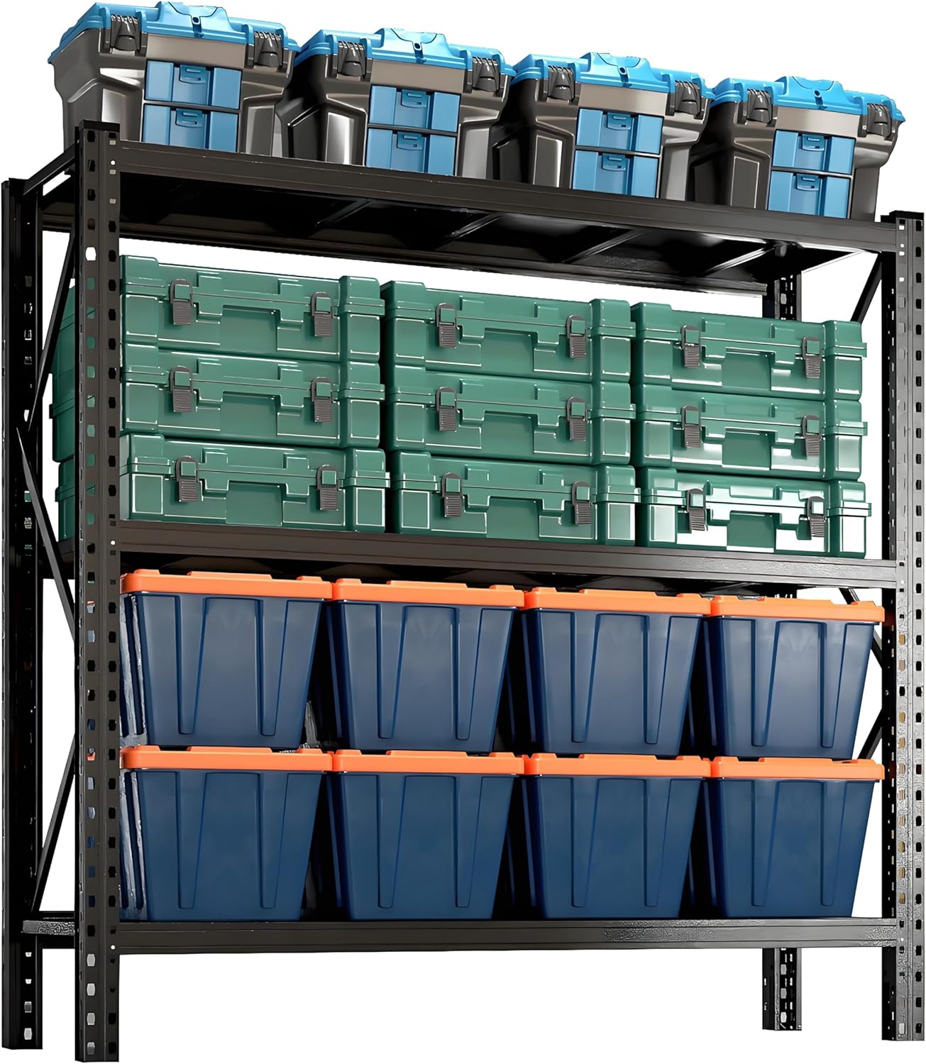 4200LBS Metal Garage Shelving, Strong Load Bearing Heavy Duty Shelves, Industrial Steel Shelves, 5 Tier Adjustable Large Shelf Unit, Multifunctional Storage Rack, 67" W×63" H×19.6" D, Black