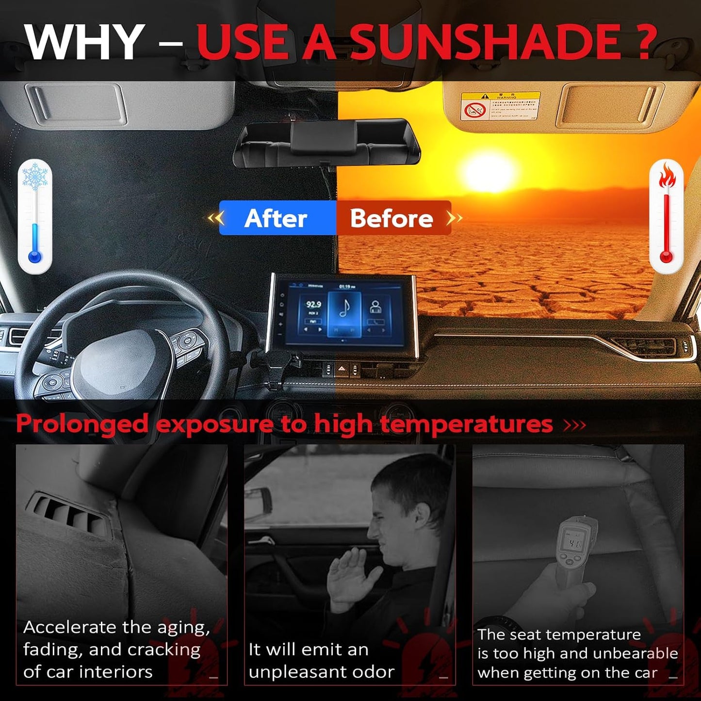 KAYZT Windshield Sun Shade for 2019-2025 2026 Mazda 3 Hatchback Sedan Foldable Sunshade Front Window Custom Fit Car Accessories