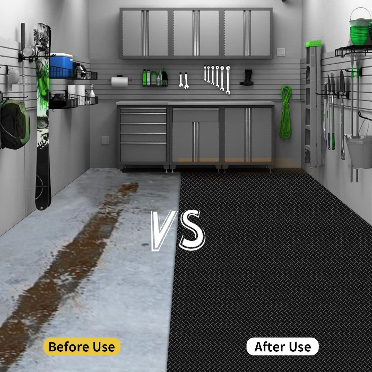 Premium Garage Floor Mat, Commercial Grade Heavy Duty Parking Mat for Garage Floor, Golf Cart Parking, Water/Stain Resistant Floor Runner (Black Diamond, 4 x 20 Feet)