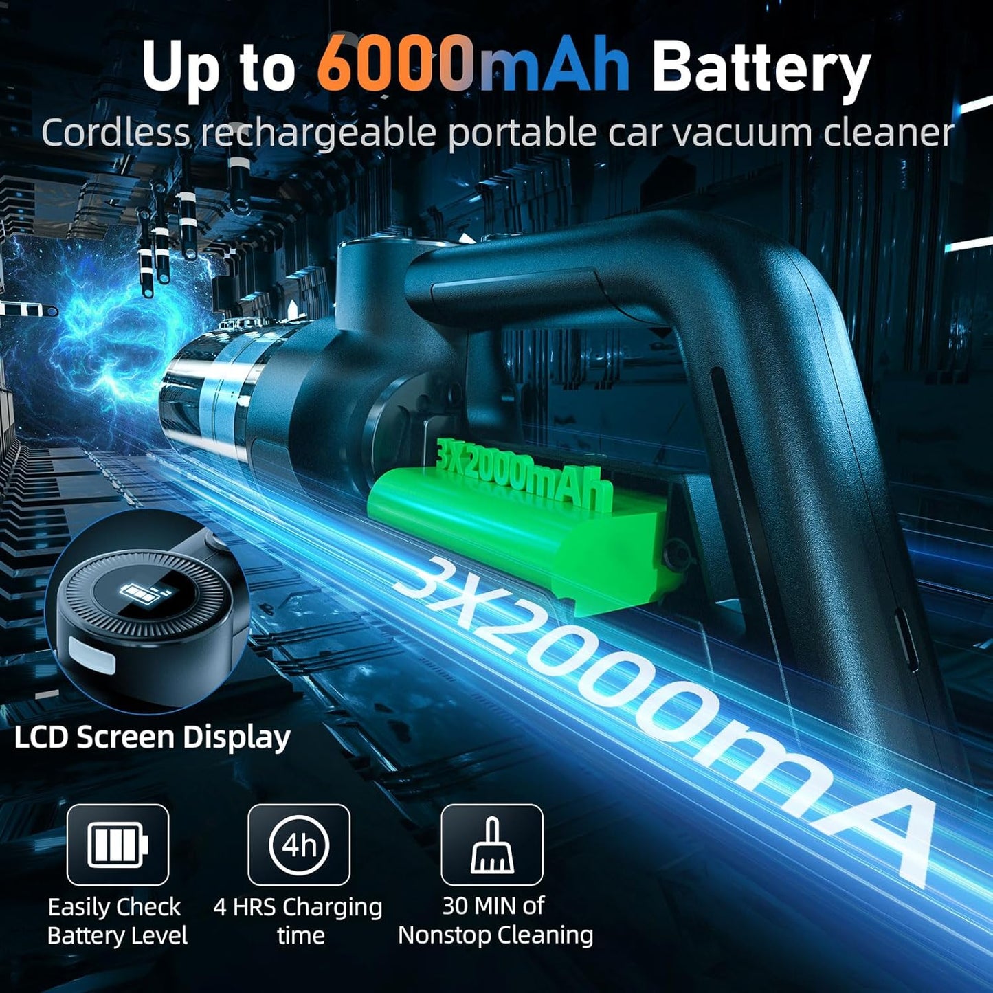 Car Vacuum Cleaner,21Kpa/30Mins,Mini High Power Pet Portable Handheld Cordless Vacuum Pro, Rechargeable Extractor Vacuum Detailing with Cleaning Gel for Car, Home and Office Detail Cleaning