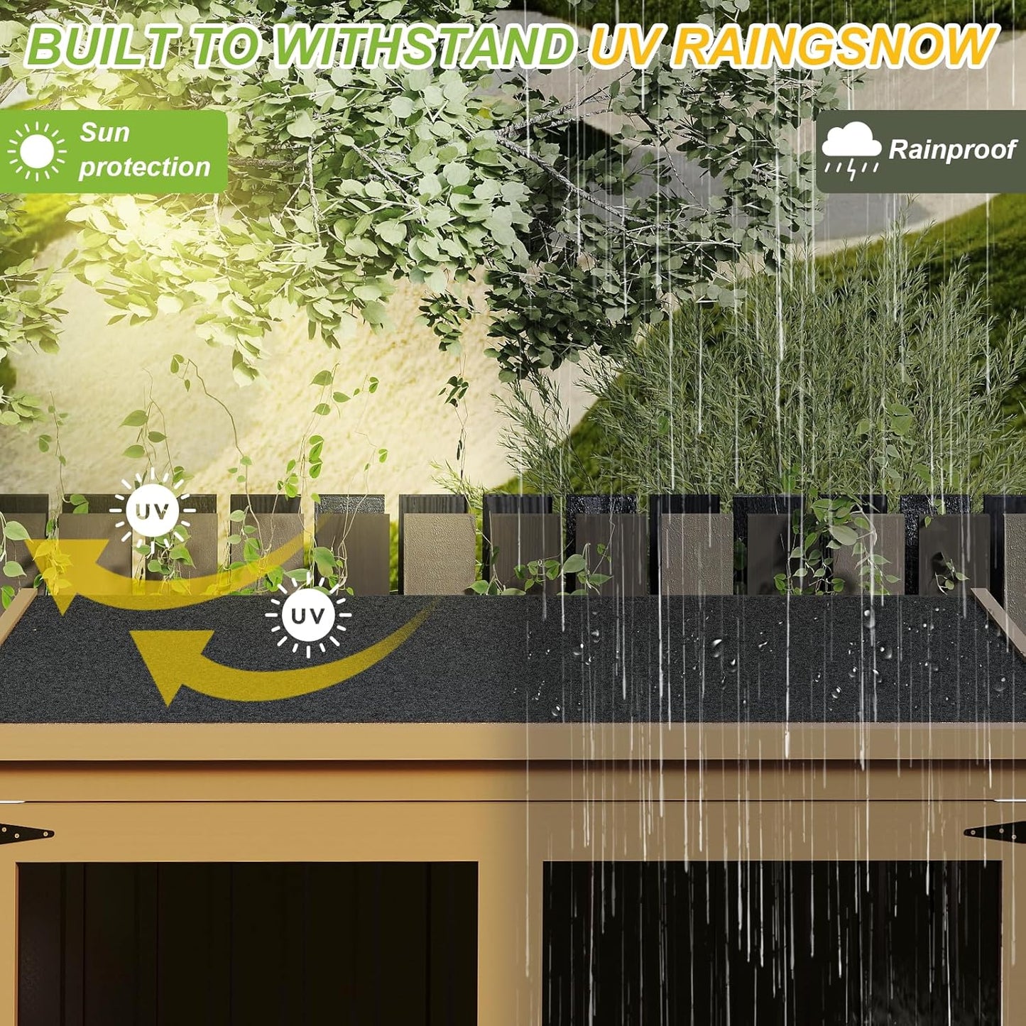 Outdoor Storage Shed with Adjustable Shelf, Wood & Metal Storage Cabinet Waterproof with Lockable Doors & Sloping Roof,Vertical Garden Shed for Patio Backyard, Tool Shed and Accessories, Brown