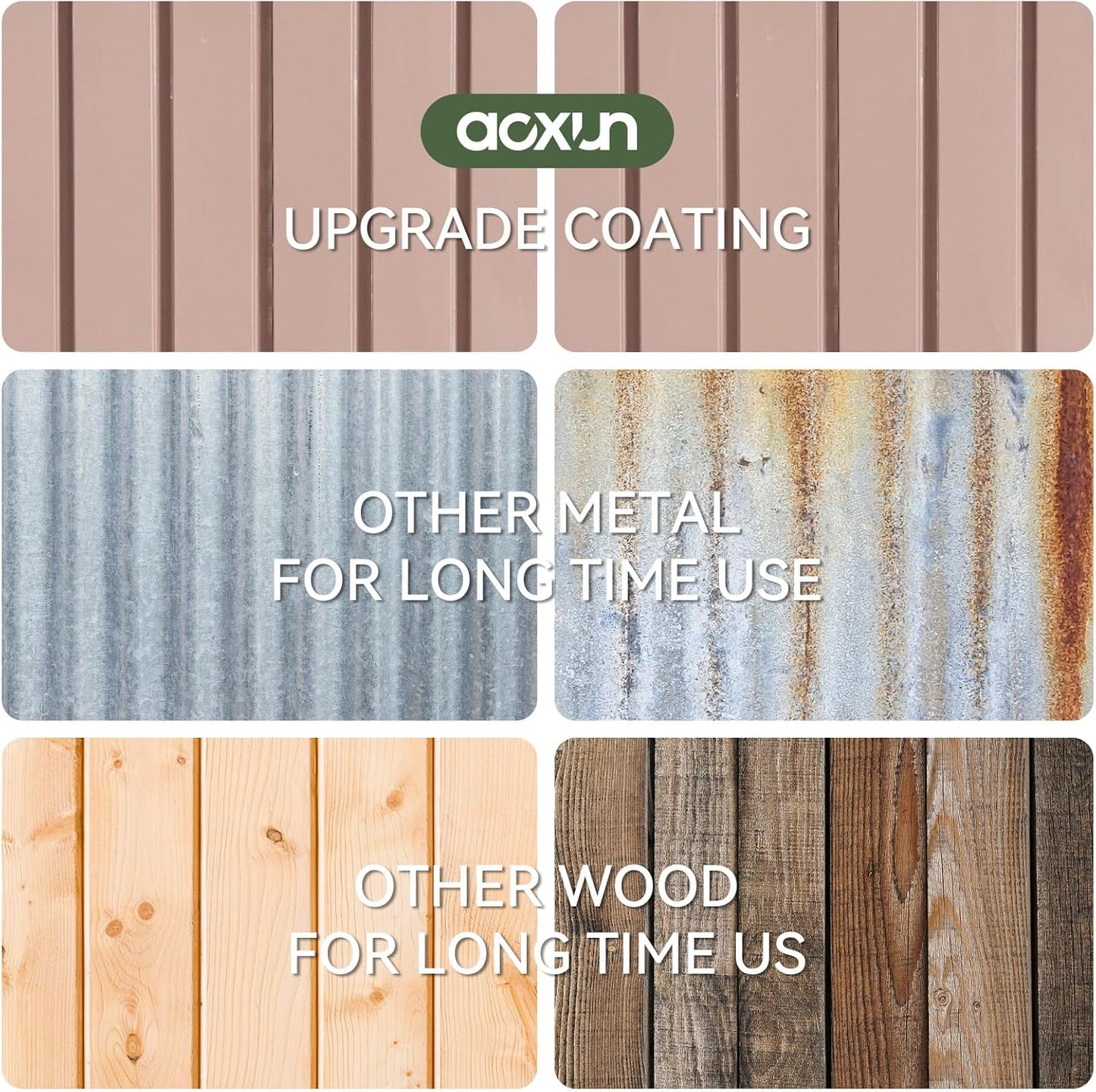 Aoxun 10x10 FT Outdoor Storage Shed Garden Metal Shed with Lockable Door Outdoor Large Shed for Tool, Garbage Can, Bike, Mower, Brown