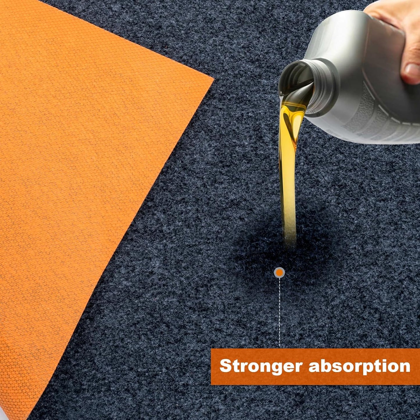 17 * 7.4 Ft Heavy Duty Oil Spill Mat, 6.5mm Thickened Extra Large Garage Floor Mat for Under Car, 1/4" Waterproof Rubber Backing Absorbs Oil Quickly, Washable, Reusable, Durable, Non-Slip