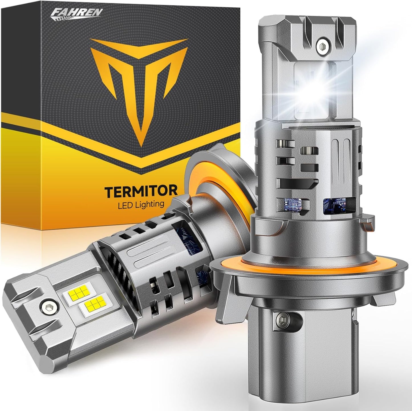 FAHREN Latest & Brightest H13/9008 LED Bulbs, (1,000%) 10X Brighter 60,000LM Ultra Brightness, 6500K Cool White, 1:1 Min Size,IP68 Waterproof Fog Bulbs HID,Pack of 2,Plug-N-Play.