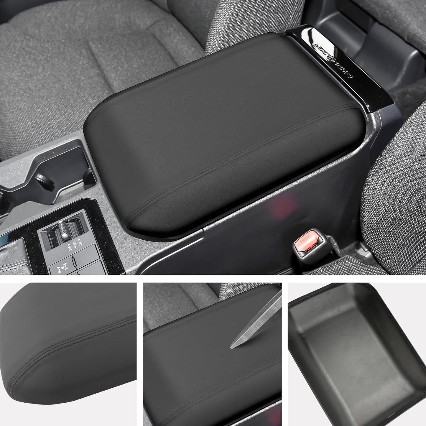 SXCY for 2024 2025 Land Cruiser Armrest Cover for Toyota Land Cruiser 2025 Accessories 2024 2025 Land Cruiser Center Console Cover 2025 Land Cruiser Middle Console Cover (Black Leatherette ABS)