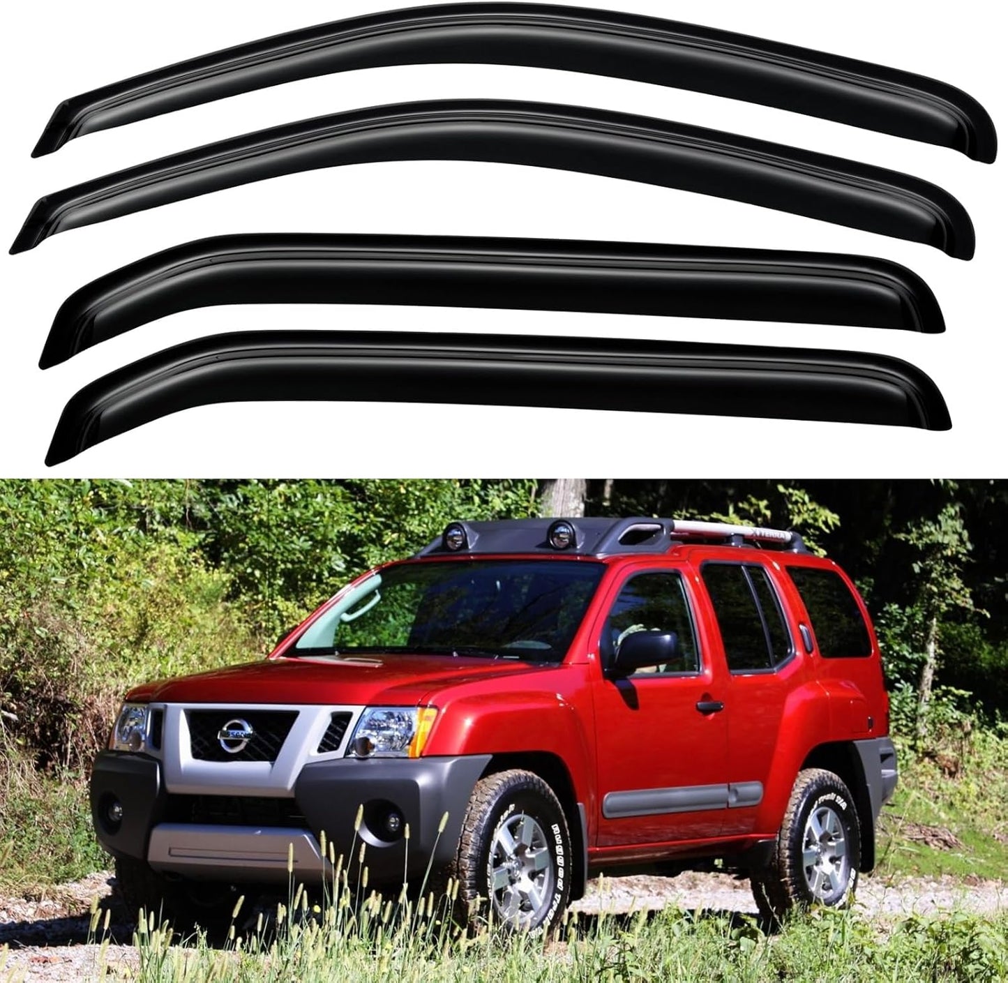 Window Visors Rain Guards Shield for 2005-2016 Nissan Xterra, Out-Channel Window Vent Wind Deflectors Visors Shades for 05-16 Nissan Xterra