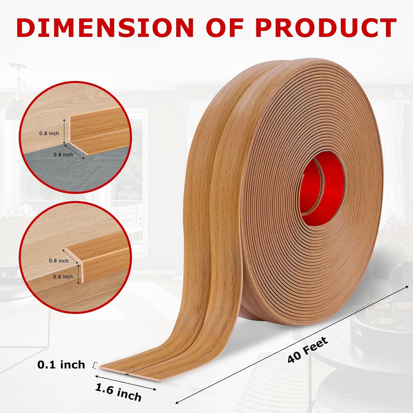 Flexible Wall Corner Protector Moulding Trim Peel and Stick Wall Corner Guards Edge Protector Self Adhesive Molding Trim Strip for Edge Ceiling (Light Brown Wood Grain, 1.6 in x 40 Ft)