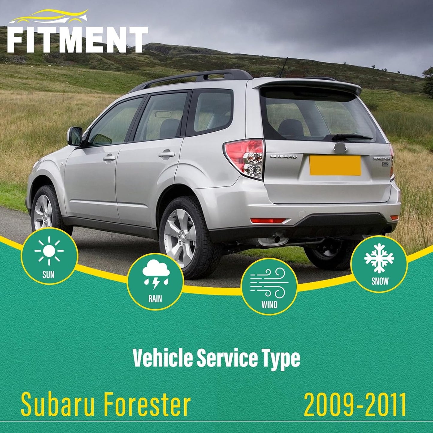 24" 18" 14" Windshield Wiper Blades Replacement for Subaru Forester 2009 2010 2011 Premium All Weather Front Rear Wipers Set - OEM Quality (Pack of 3)