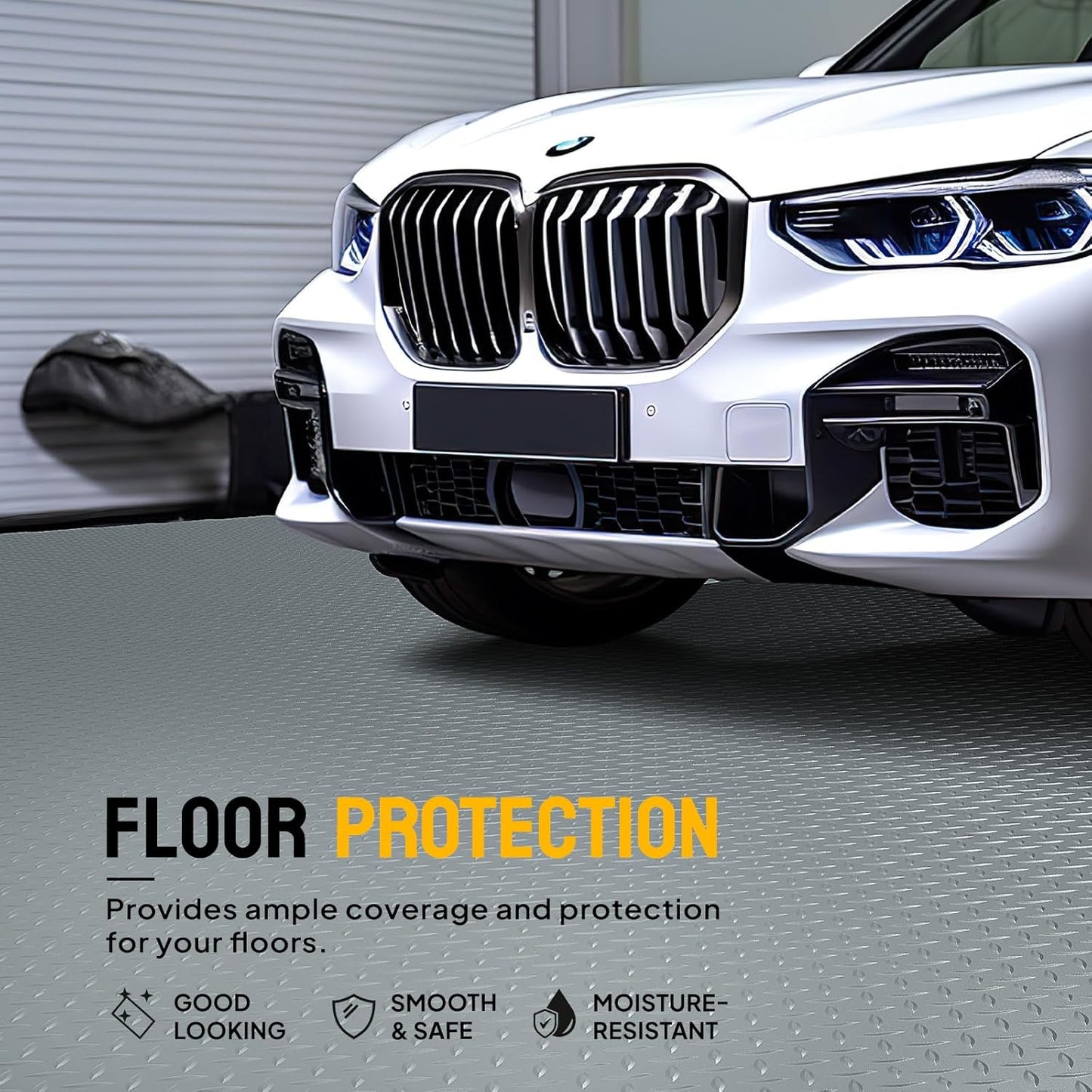 TUFFIOM 7'87'' x 22 FT Garage Floor Mat, Thickened Diamond Plate PVC Garage Mats Flooring Roll for Under Car, Garage Parking Mats for Floor Large SUVs, MPV, Pickup Truck, RV