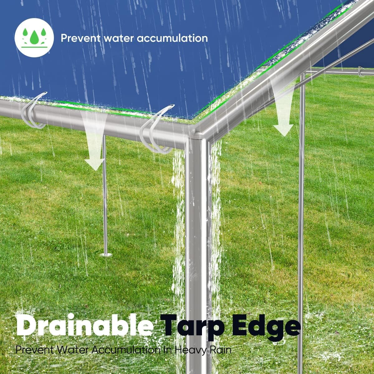 Quictent 10x20 ft Heavy Duty Car Canopy Galvanized Frame Carport Outdoor Party Tent Boat Shelter with 3 Reinforced Steel Cables - Blue