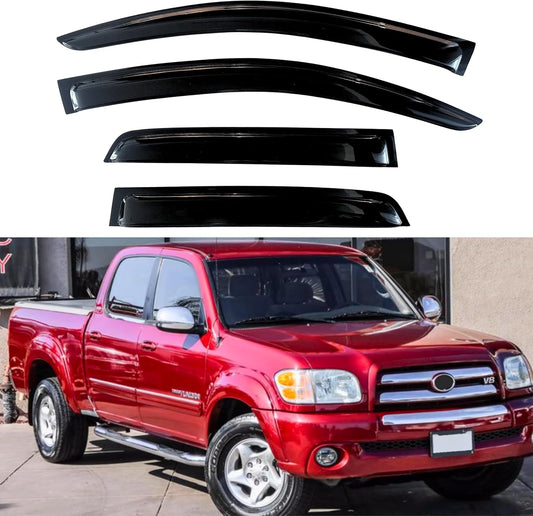 KPY Window Visor Compatible with Toyota Tundra Double Cab 2004-2006, Rain Guard Window Vent Deflectors Tape-On Style, 2004 2005 2006 (Double Cab Only)