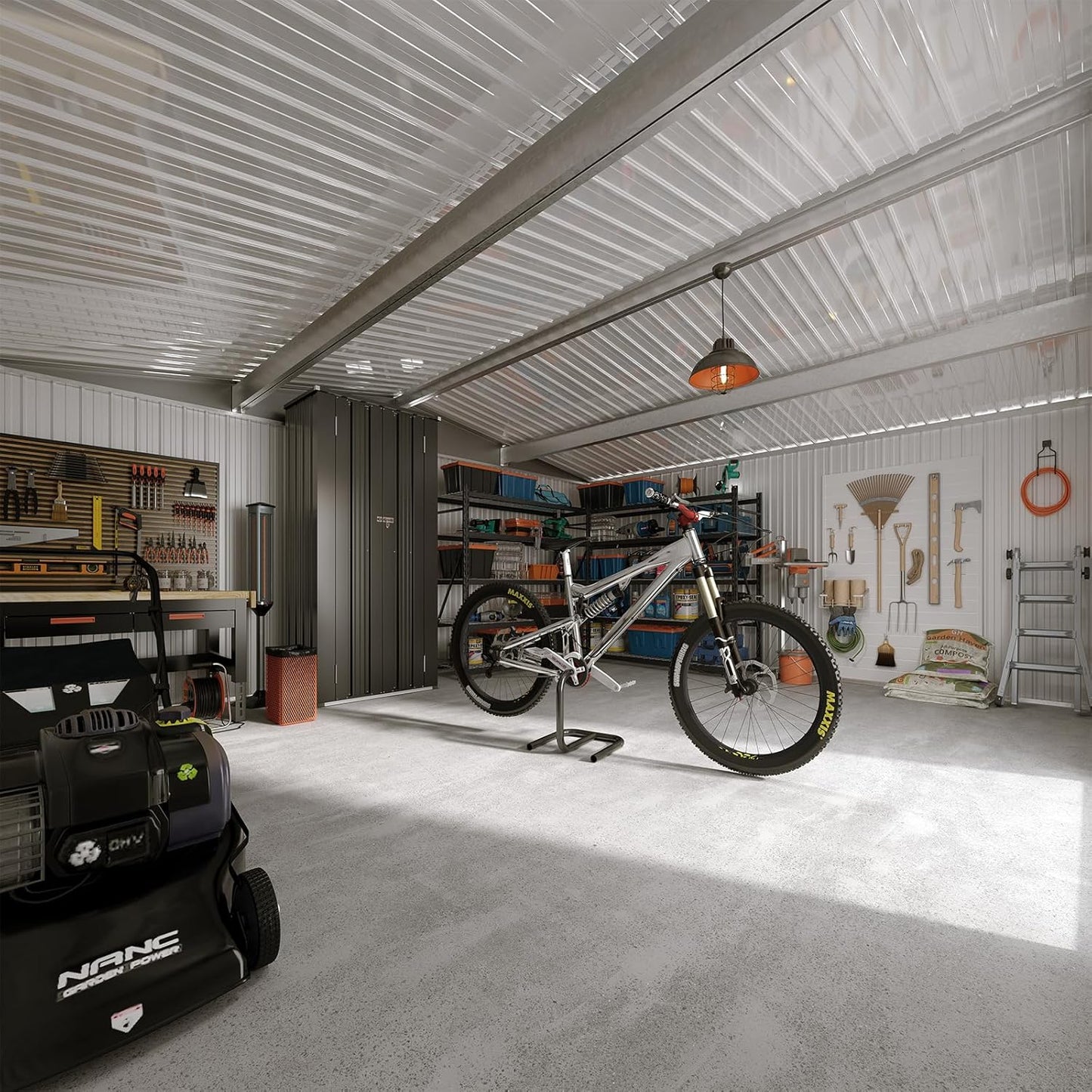 Aoxun 12x10 FT Shed Metal Outdoor Waterproof Storage Shed Steel Utility Garden Tool Shed with Door & Lock Outdoor Storage for Garden Patio Lawn Poolside, Black