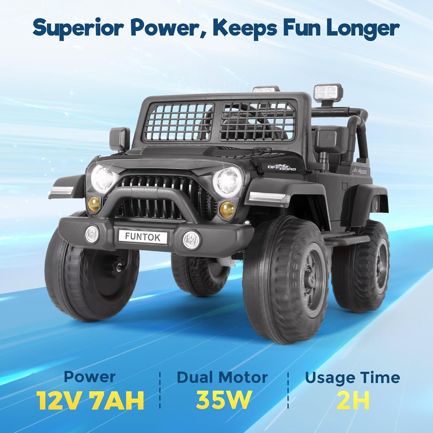 2 Seater Ride on Car, 12V 7AH Electric Car with Parent Remote Control, Spring Suspension, LED Headlight & Music Player, 3 Speeds Kids Cars to Drive (Black)