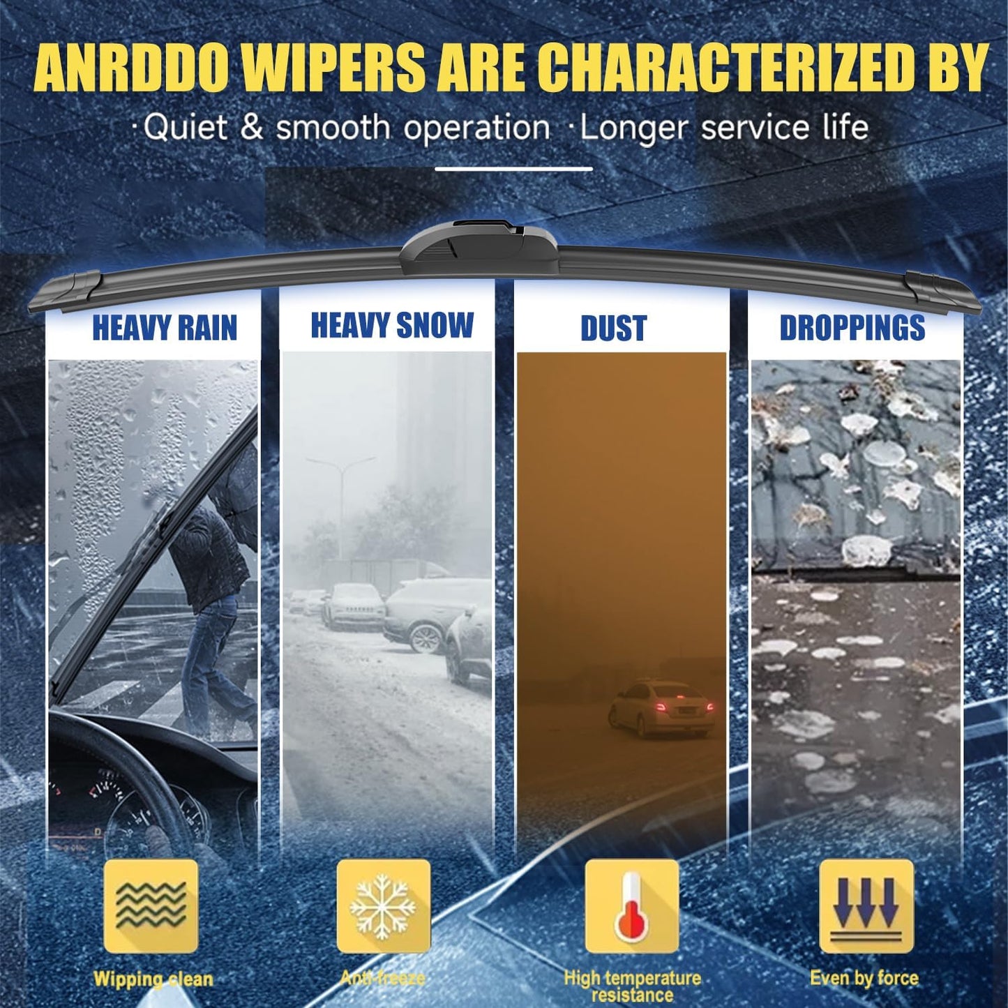 3 wipers Replacement for 2009-2018 2019 2020 Dodge Journey, Windshield Wiper Blades Original Equipment Replacement - 24"/19"/12" (Set of 3) U/J HOOK