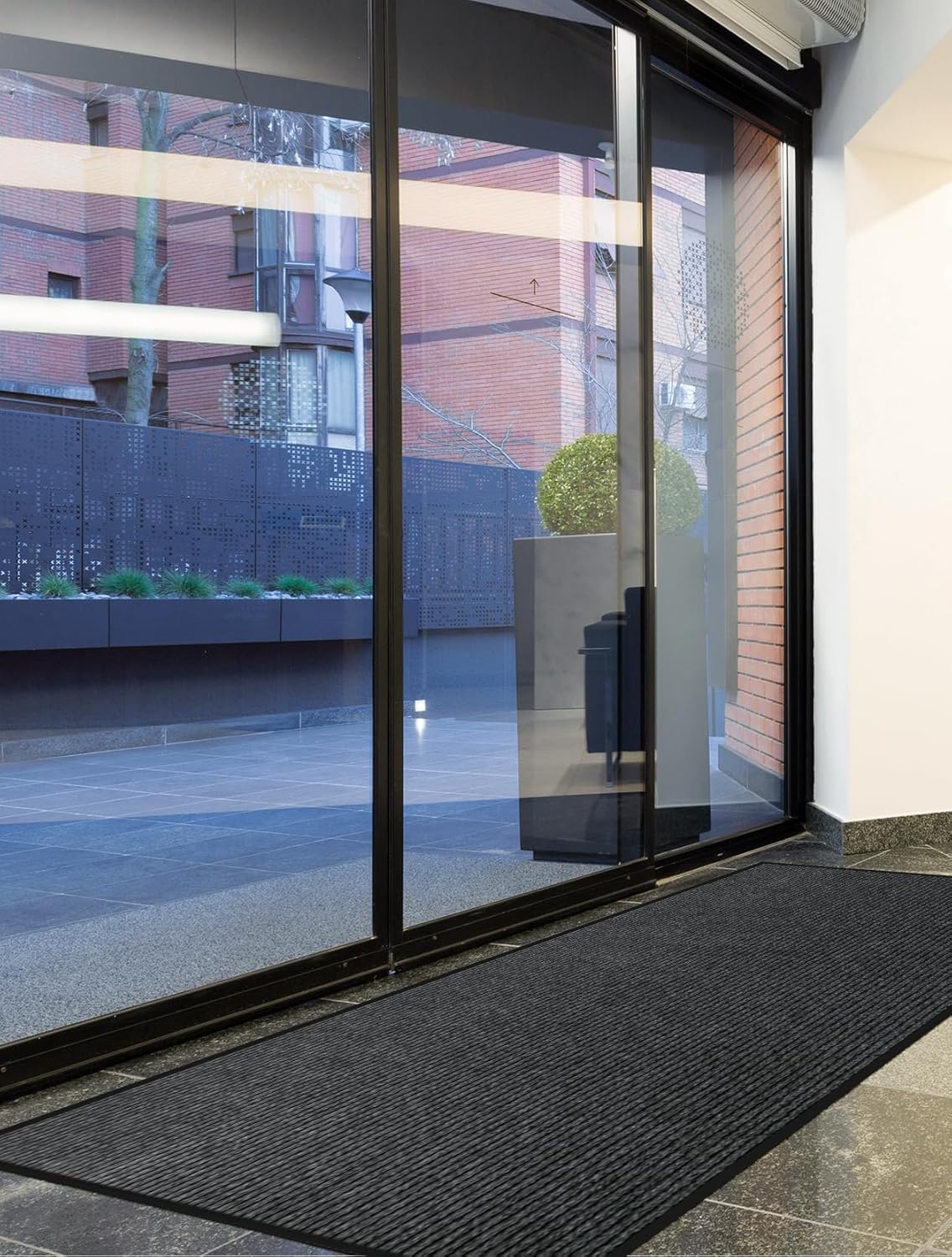 Urban Vista 3' x 10' Commercial Grade Striped Brush Step Entrance Mat, Vinyl Backing, Heavy Duty Indoor Outdoor Door Mat