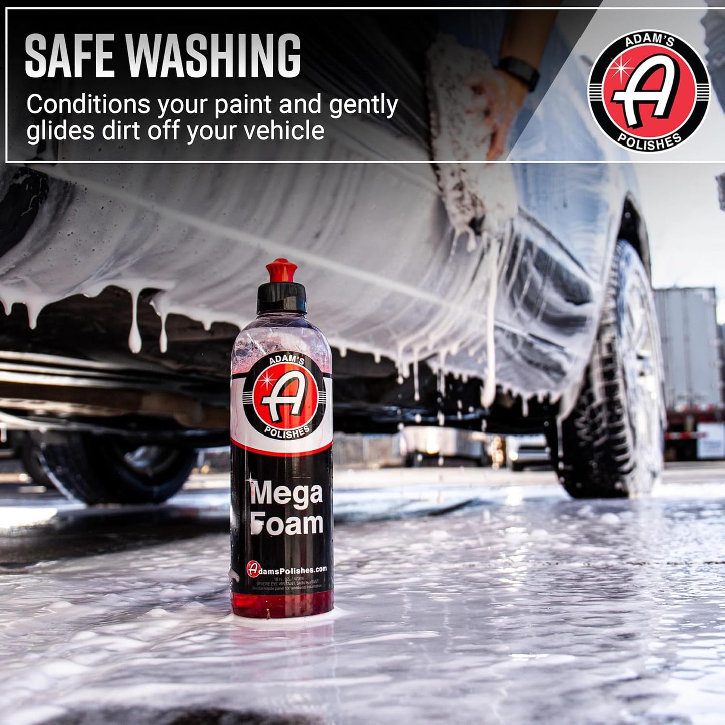 Adam’s Mega Foam (16oz) - pH Neutral Car Soap For Car Washing, Concentated For Wash Bucket, Foam Gun, Won't Strip Car Wax or Ceramic Coatings