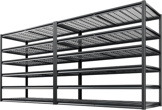 REIBII 3500LBS Garage Shelving, Adjustable Storage Shelves Heavy Duty, 6 Tier Heavy Duty Shelving, Metal Shelving Unit for Warehouse, Basement, Industrial, 55" W x 26" D x 84" H, Black, 2 Pack