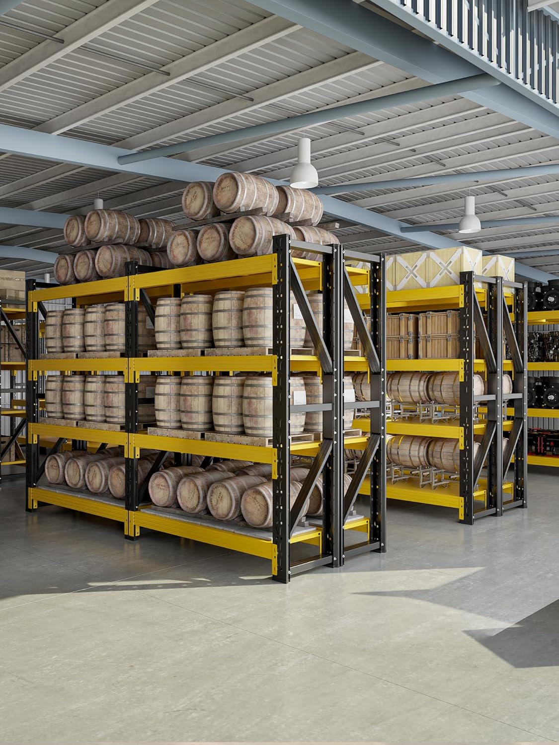 4-Tier Storage Shelves,79" H Heavy-Duty Garage Shelving Unit,Adjustable Industrial Metal Shelf System,4,000lbs Capacity,Tool Organizer for Garage,Workshop,48" W*20" D*79" H,Black&Yellow