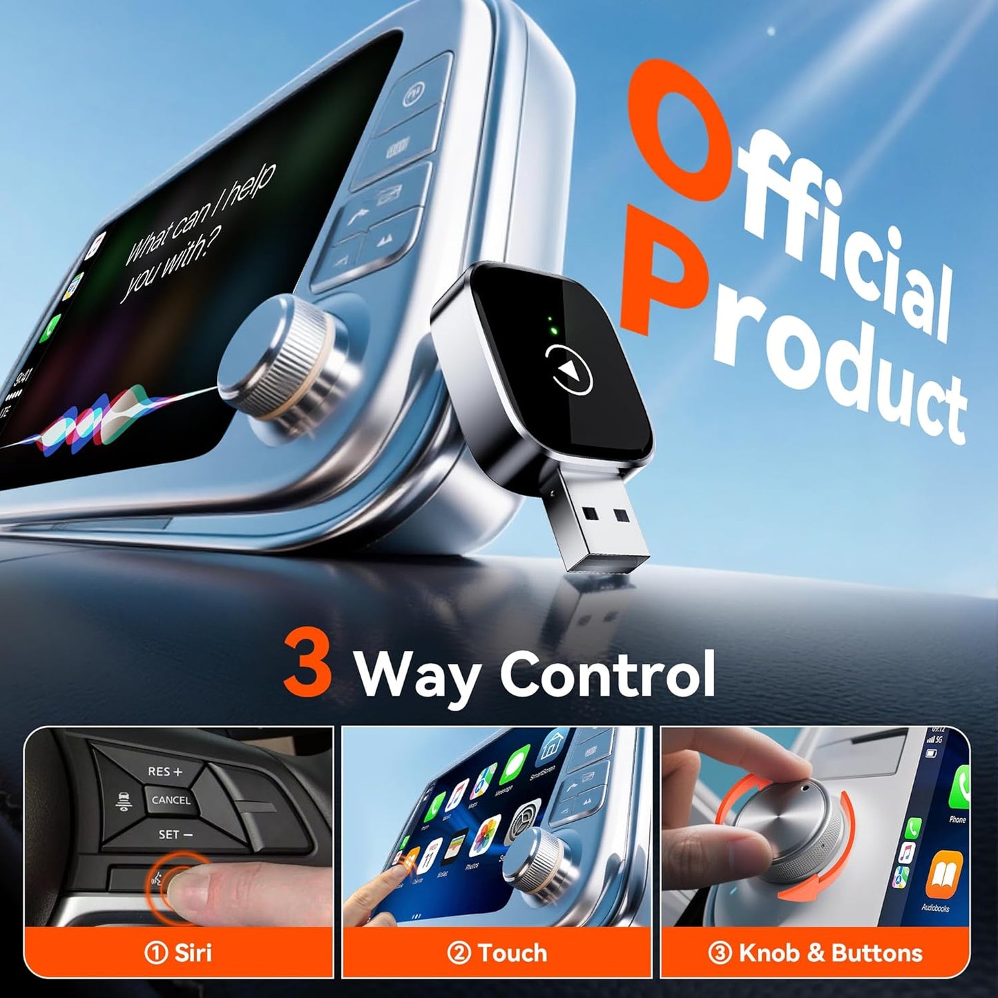 Redlake Wireless CarPlay Adapter for iPhone 2025 Wireless Apple CarPlay Adapter Mini Size with Cable USB & USB-C/Type-C Plug and Play Stable Connection and No Delay