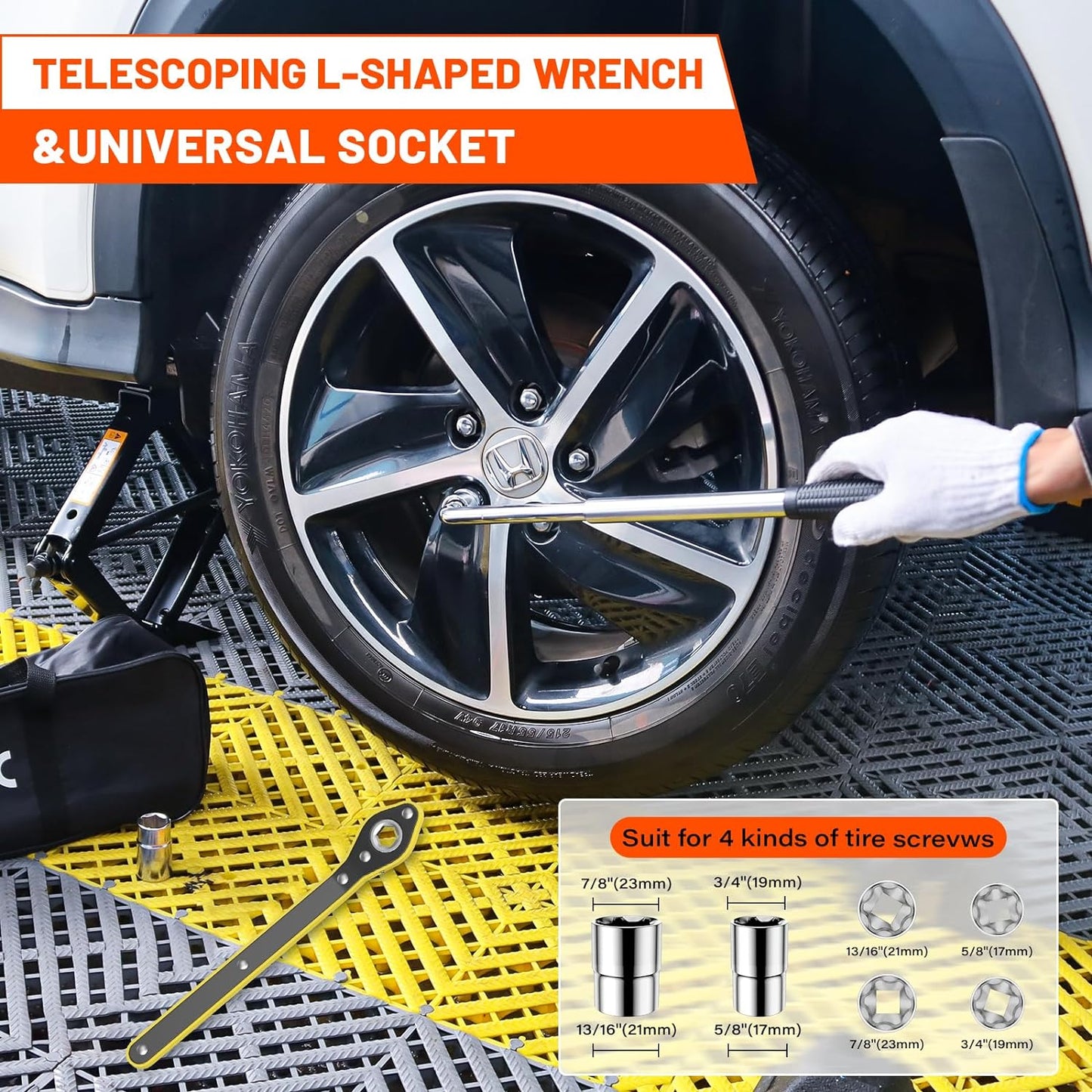 IMAYCC Car Jack 2.5 Ton/5512 lbs Universal Scissor Jack With Rubber Pad, Portable Tire Changing Kit With Lug Wrench, Emergency Kit for Sedan SUV MPV