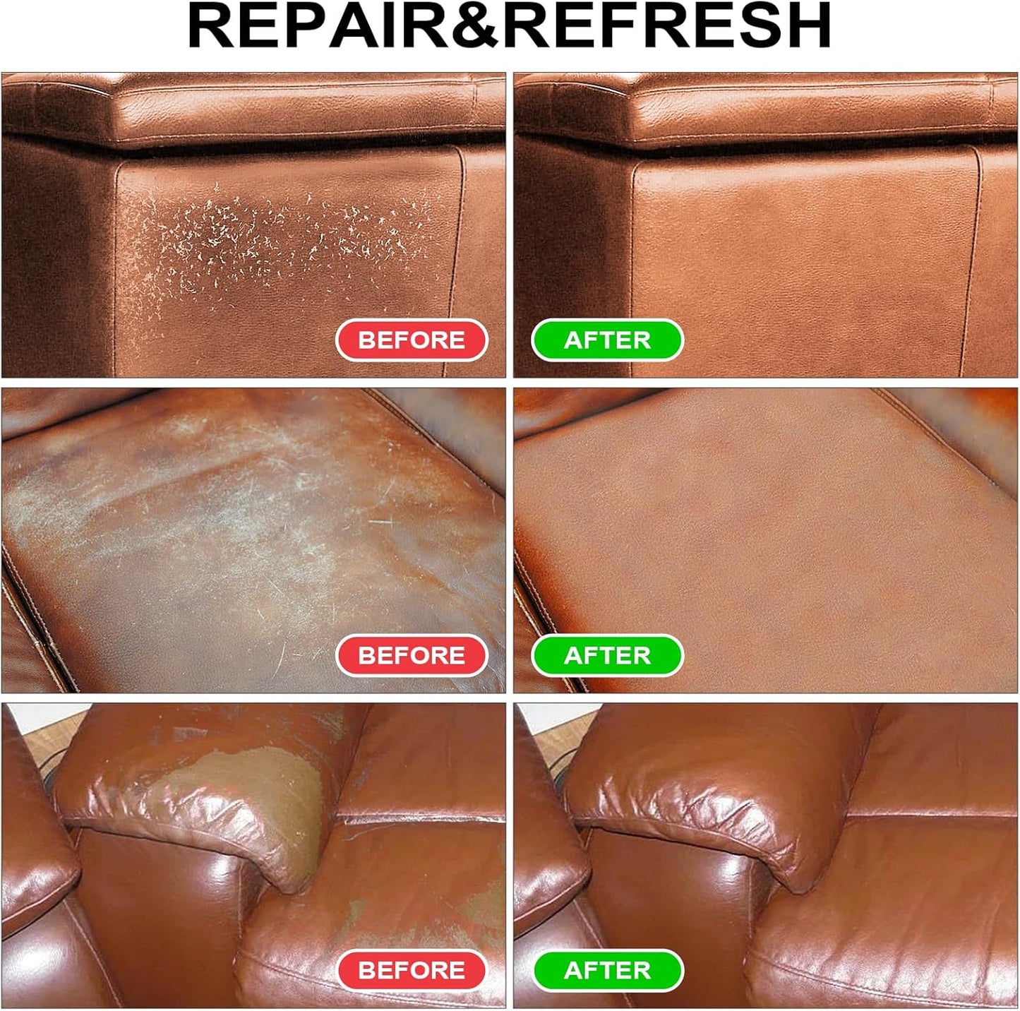 Leather Recoloring Balm,10oz Leather Color Restorer Leather Repair Kit for Furniture Car Leather Scratch Remover, Light Brown Leather Color Restorer for Couches,Leather Dye Paint for Faded