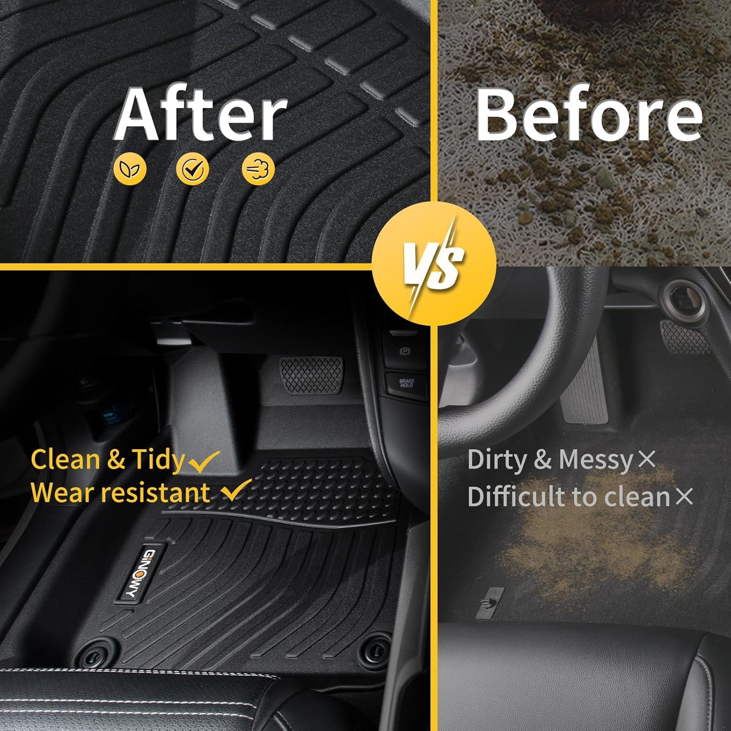 GINOWY-Floor Mats for Subaru Outback/Legacy 2015-2019 TPE Rubber All Weather Car Floor Mats Legacy Accessories Floor Liners Black