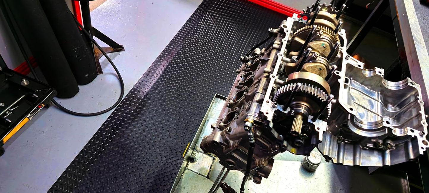 Rhino Mats, American Classic Diamond Anti-Fatigue Mats, Industrial Ergonomic Comfort Standing Mat for Work, Home, Garage, Office, Kitchen or Anywhere (Black 1" Thick, 4 FT. x 10 FT.)