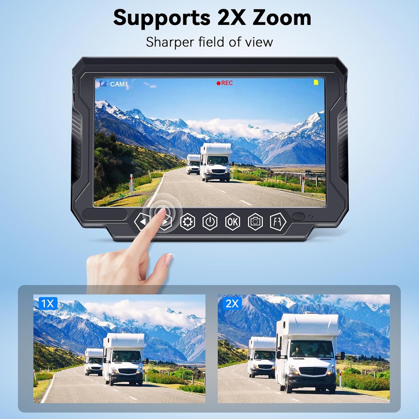 RV Backup Camera Wireless 7-inch for Furrion: Touchkey 4-Channel with Recording 1080P HD RV Rear View Camera Night Vision Waterproof Easy Install for Trailers, Boats, Fifth Wheels