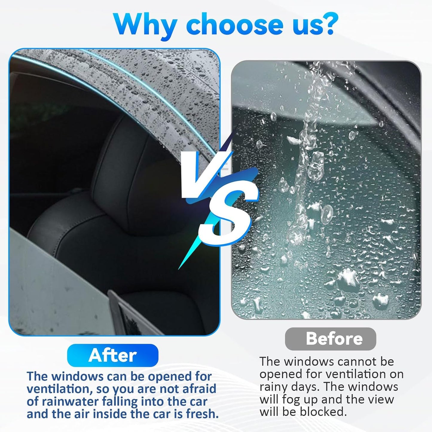 4pcs Front+Rear Smoke Tint Sun/Rain Guard Outside Mount Tape-On Vent Window Visors Compatible with 16-20 Envision