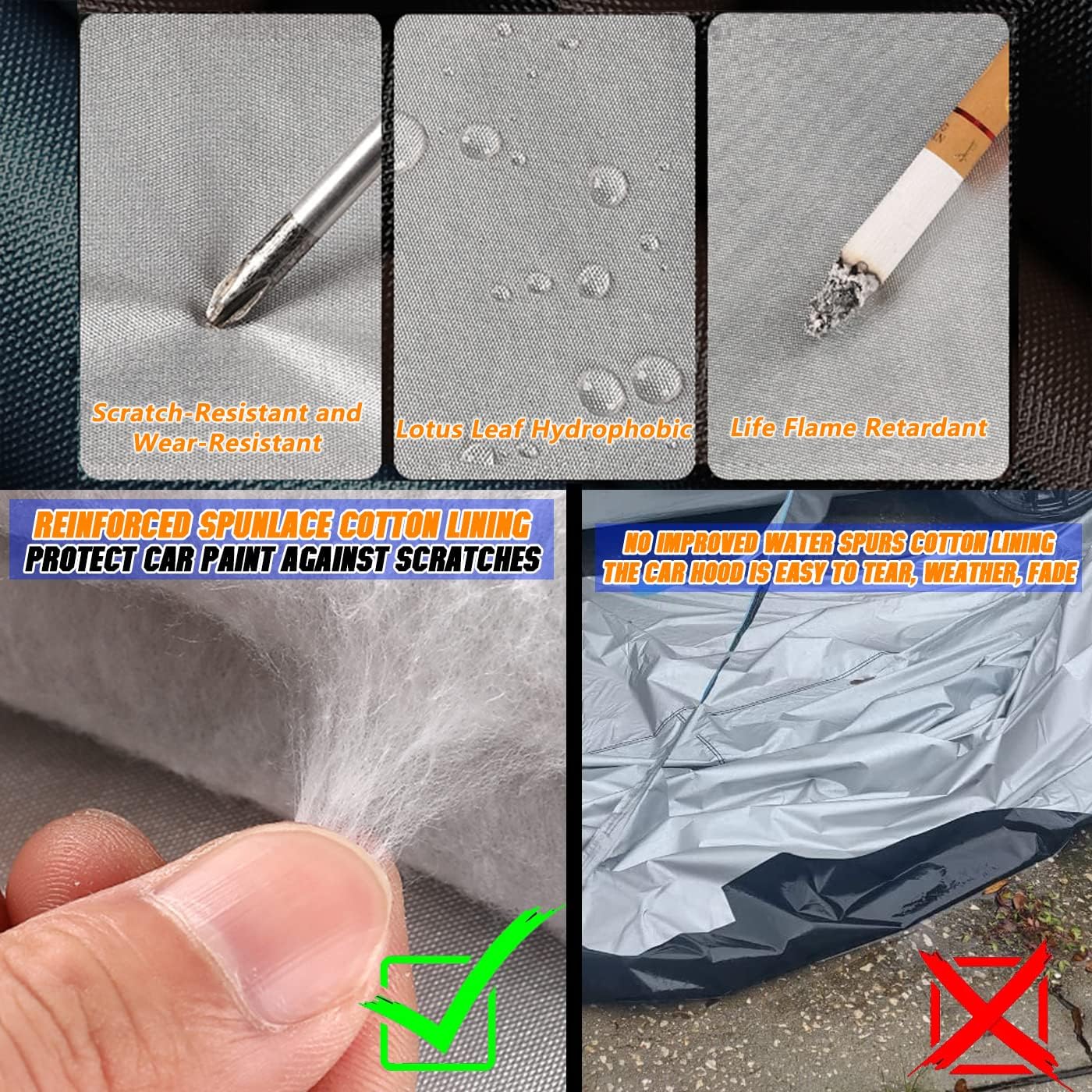 Breathable New Material, Waterproof Car Cover, Locks and Zipper Doors, Sunscreen Waterproof UV Prevention Snowproof Wind and Windproof,Suitable for Indoor Outdoor,for SUV (181" to 190") C11