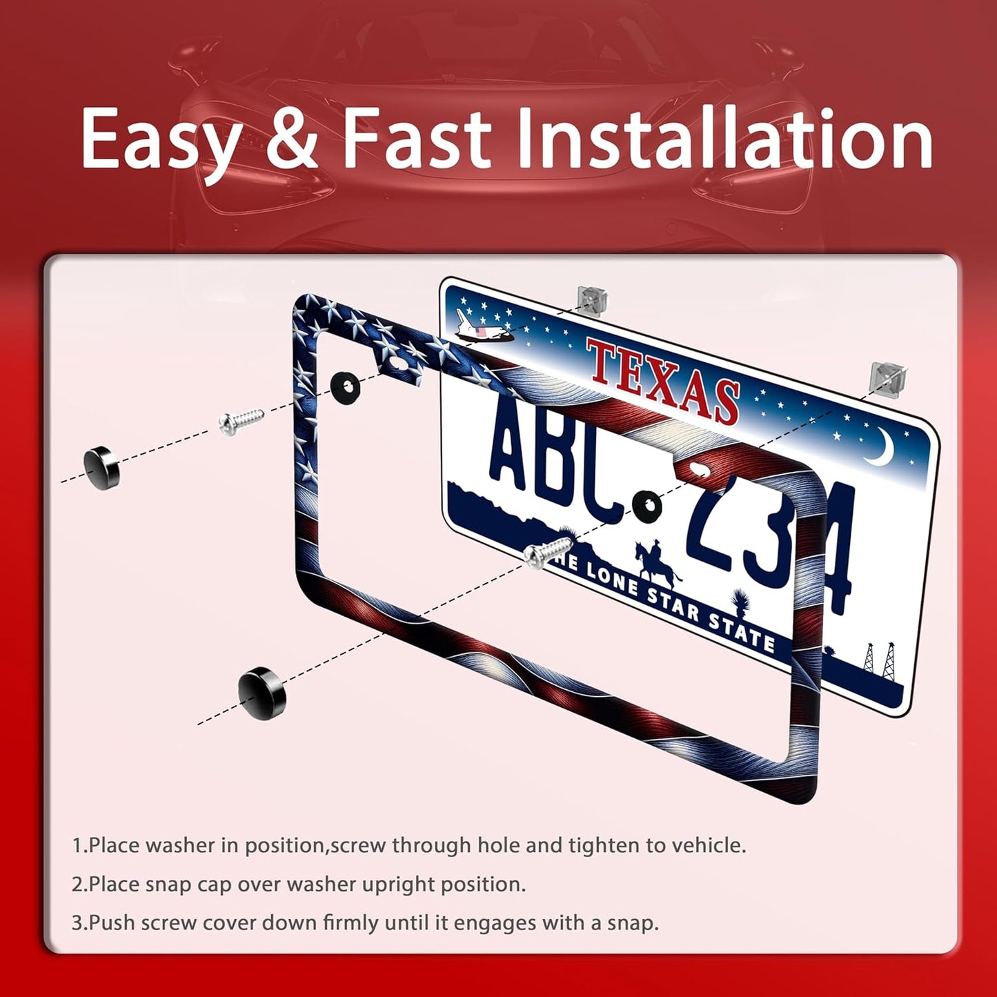 Vintage American Flag License Plate Frame Patriotic License Plate Holder Cars Decoration Funny Auto Accessories for Men Women 6x12 Inch