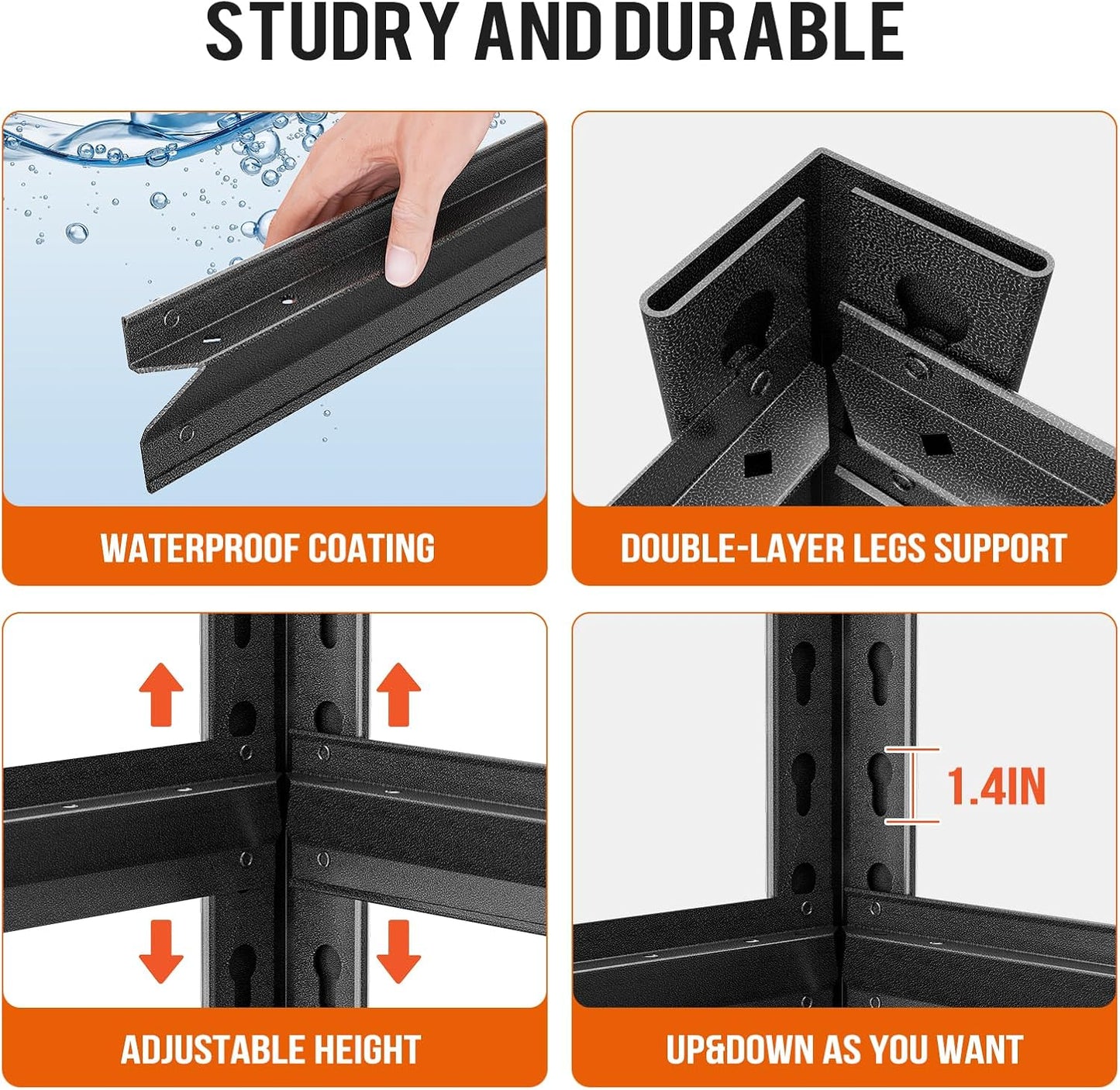 48" W Garage Shelving Unit, Garage Storage Shelves 3000LBS Heavy Duty Shelves, Adjustable 5 Tier Metal Shelving Utility Shelf, Storage Rack for Industrial, Warehouse, Basement (23.6" D*48" W*72" H)