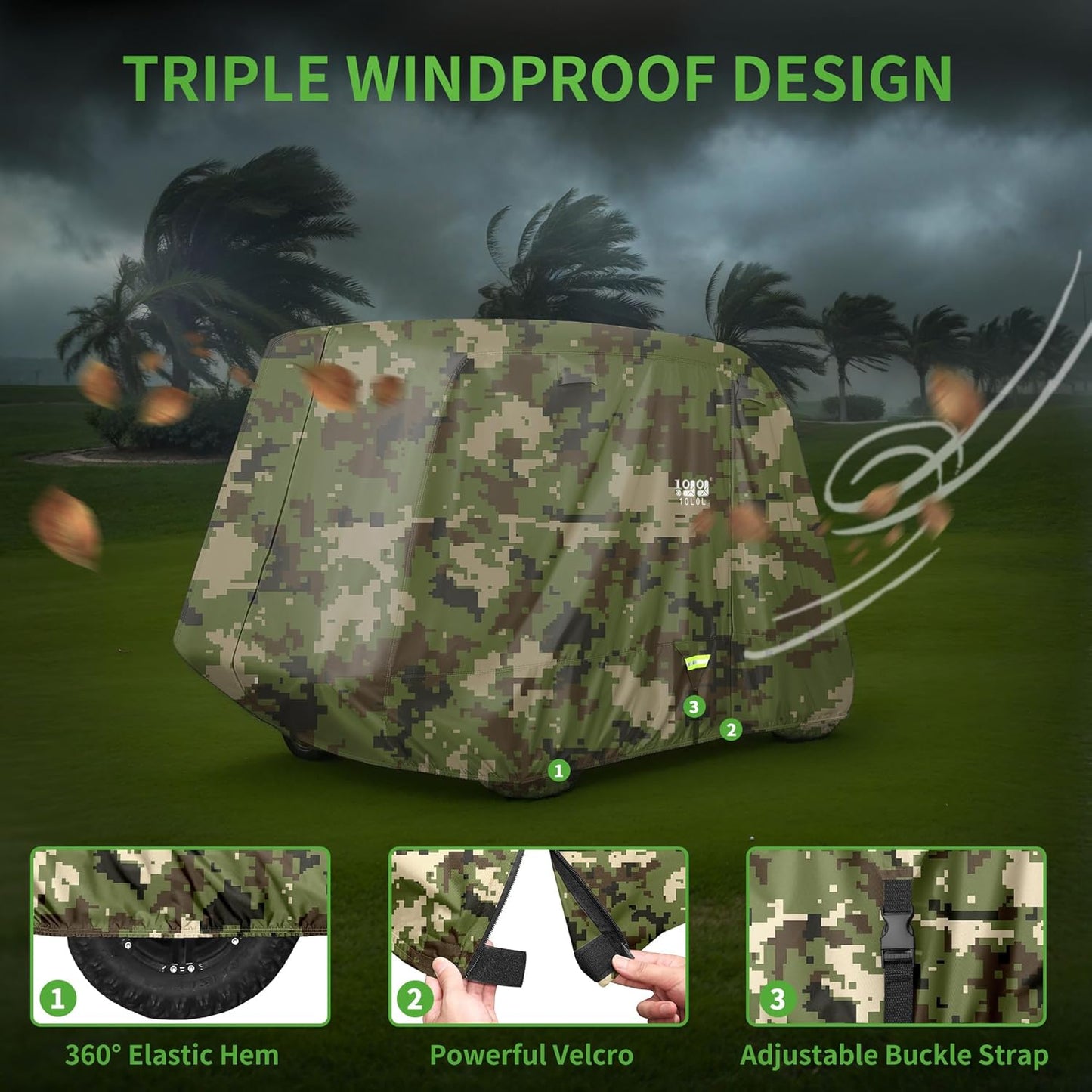 10L0L Heavy Duty Golf Cart Cover for 2/4 Passengers EZGO, Club Car and Yamaha, All Weather Outdoor Protection Weatherproof