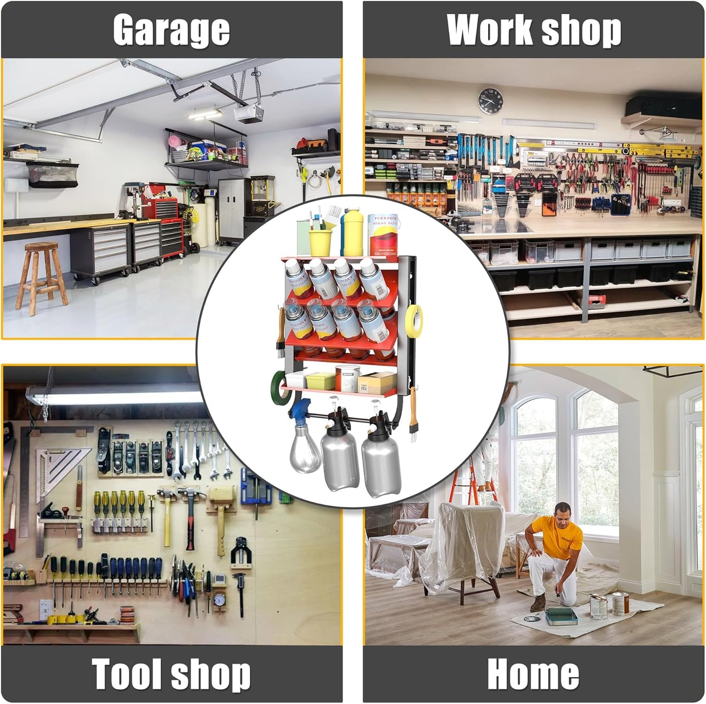 Ultrawall Spray Can Holder Rack, Heavy Duty Steel Wall Mounted Spray Bottle Holder, Garage Tool Utility Storage Rack, Holds 100 lbs