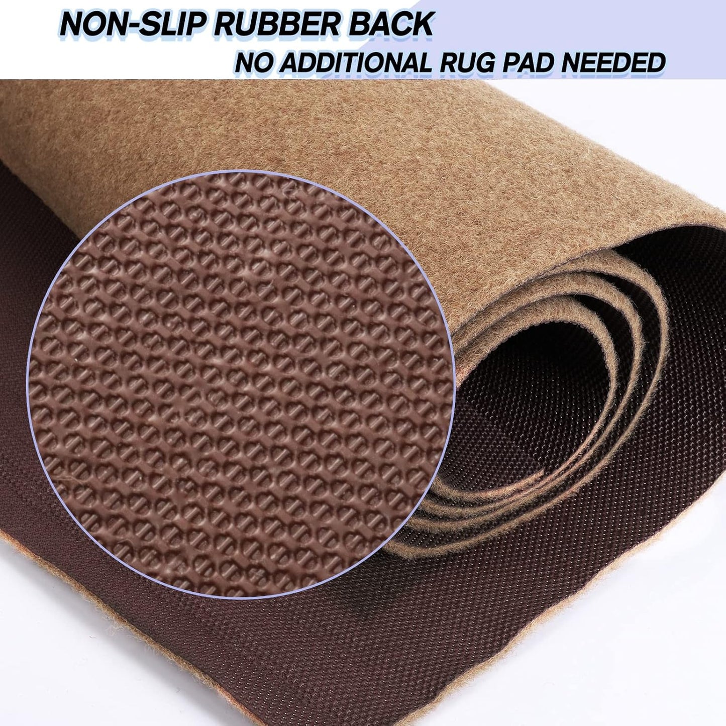 Custom Size Backed Non-Slip Area Rugs Runner, Easy Clean, Waterproof Runner Rugs for Hallway Entryway, Kitchen, Laundry, 3FT x 25FT, Beige