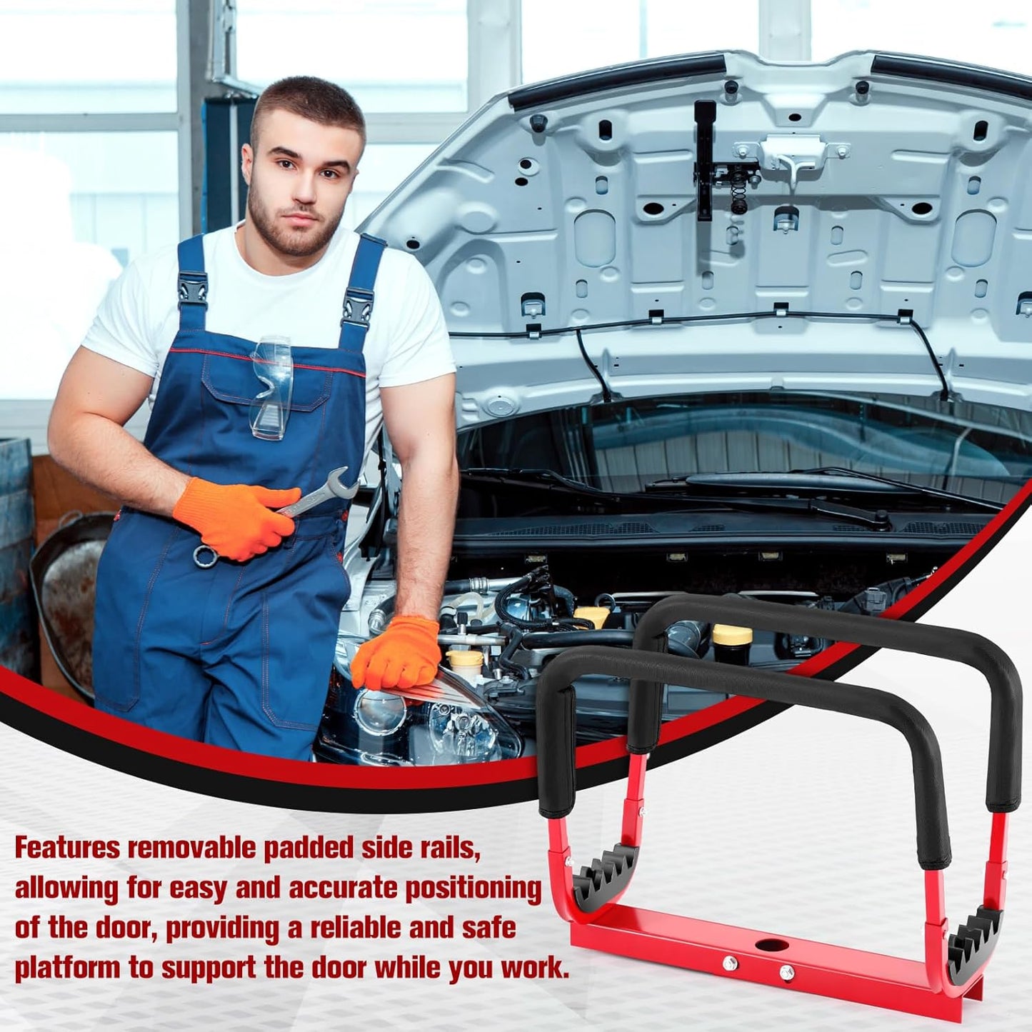 Rest Door Hanger Compatible with Floor Jacks Versatile Door Hanger for Quickly Remove or Install Vehicle Doors Auto Repair and Storage (Car Jack not Included)