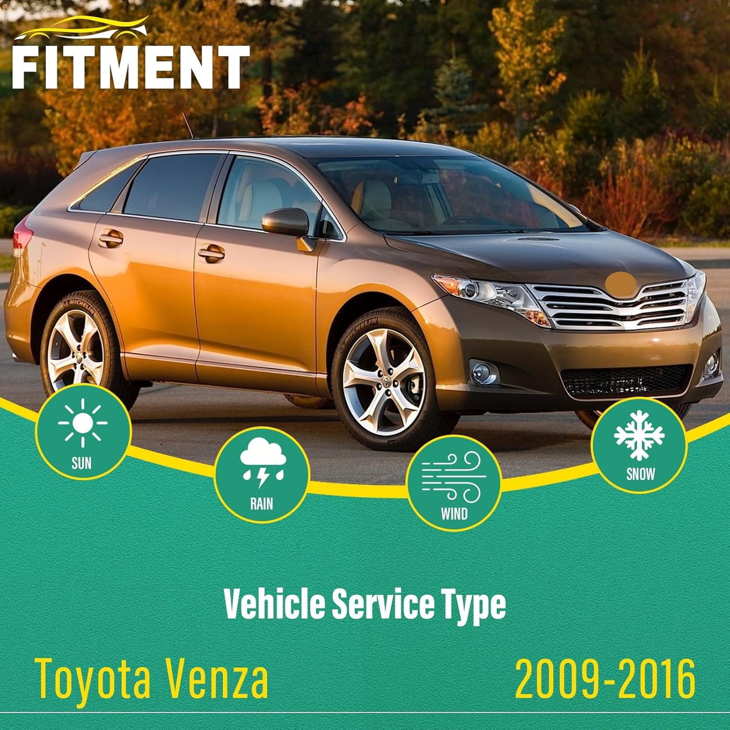 26" 22" 12" Windshield Wiper Blades Replacement for Toyota Venza 2009 2010 2011 2012 2013 2014 2015 2016 Premium All Weather Front Rear Wipers Set - OEM Quality (Pack of 3)