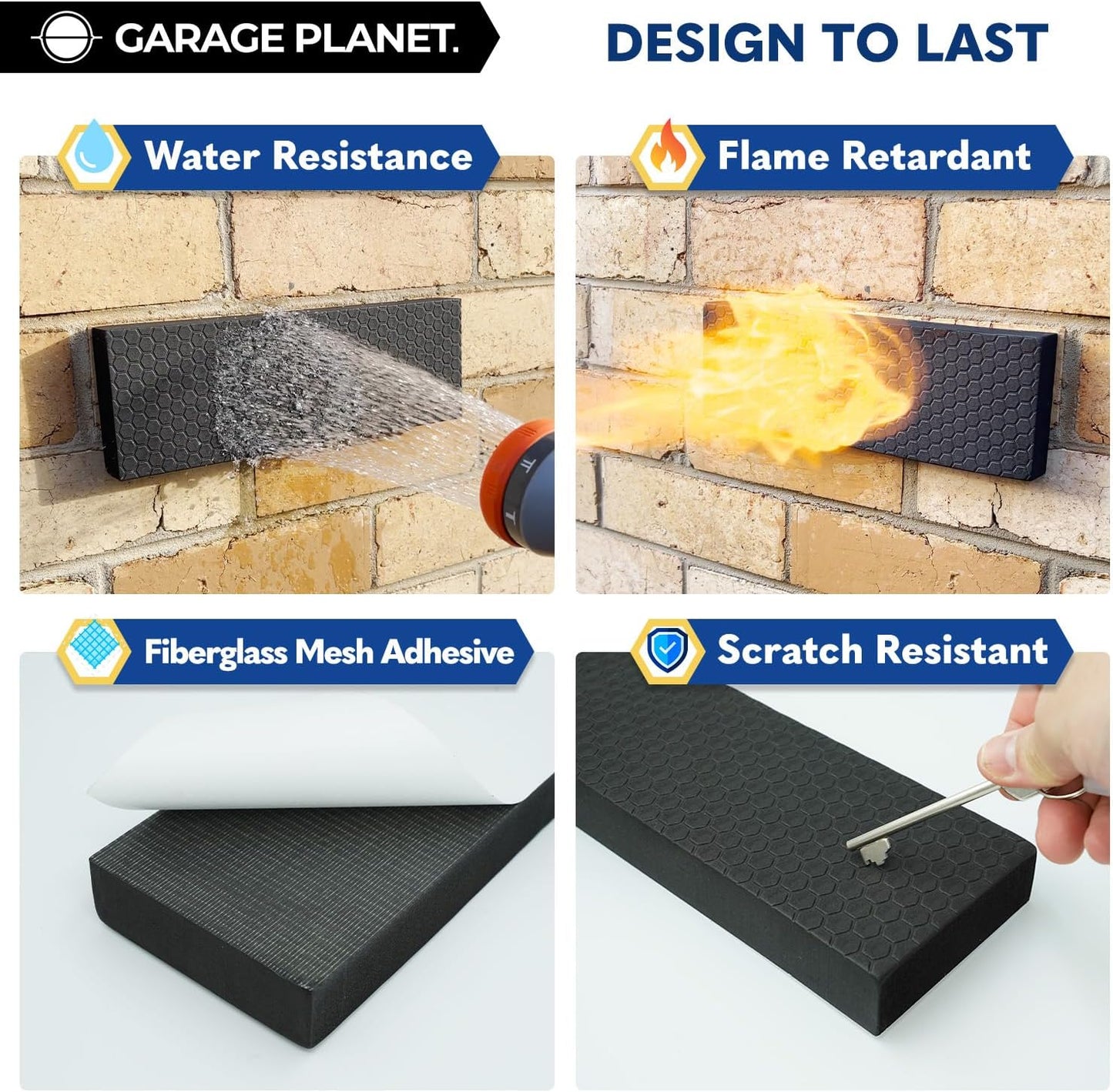 WP01 Garage Wall Protector Car Door Protector, Tool-Free, Designed in Australia (Black, 4 Pack)