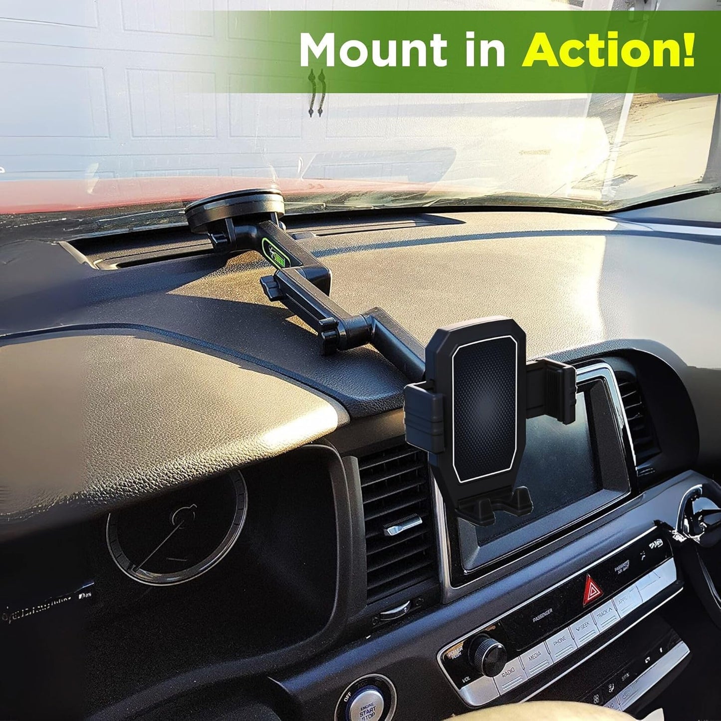 Phone Mount for Truck Phone Holder for Truck - Heavy Duty Suction Cup, Mobile Device Holder for Dashboard Window 16.9 inch Long Arm, iPhone Samsung Compatible, Commercial Trucker, Black