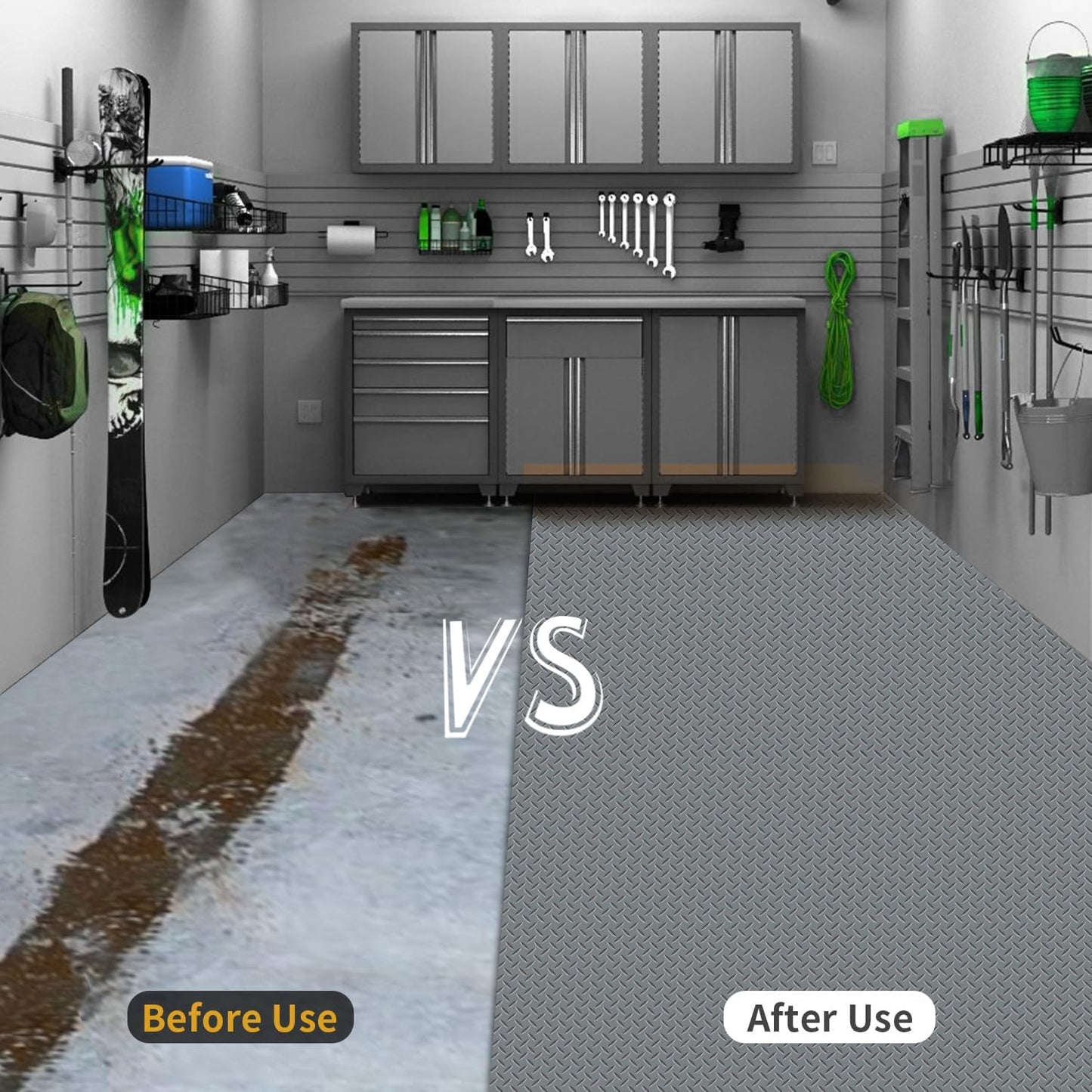 Premium Garage Floor Mat, Commercial Grade Heavy Duty Parking Mat for Garage Floor, Golf Cart Parking, Water/Stain Resistant Floor Runner (Grey Diamond, 4 x 10 Feet)