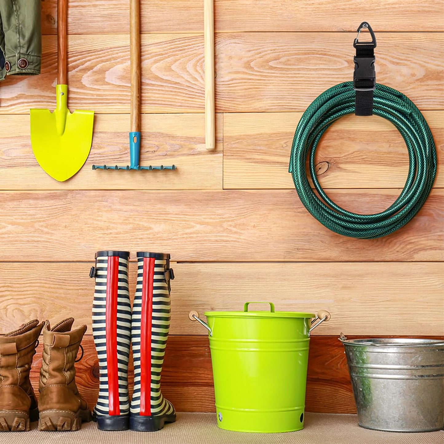 12 Pack 17 Inch Adjustable Extension Cord Holder Organizer with Triangle Clips Heavy Duty Storage Straps Extension Cord Hanger for Men Workshop and Garage Organization and Storage (Black)