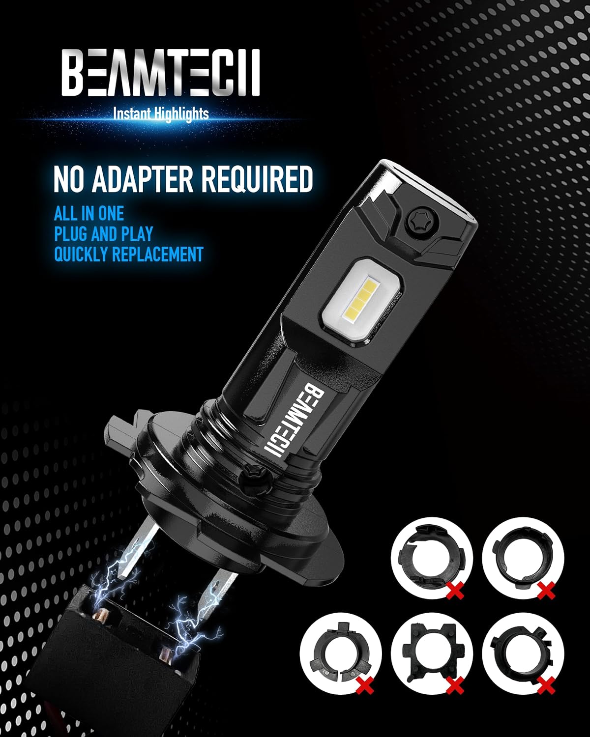 BEAMTECH H7 Fog Light Bulb Fog Light 6500K Xenon White Fanless In Line Pack Of 2