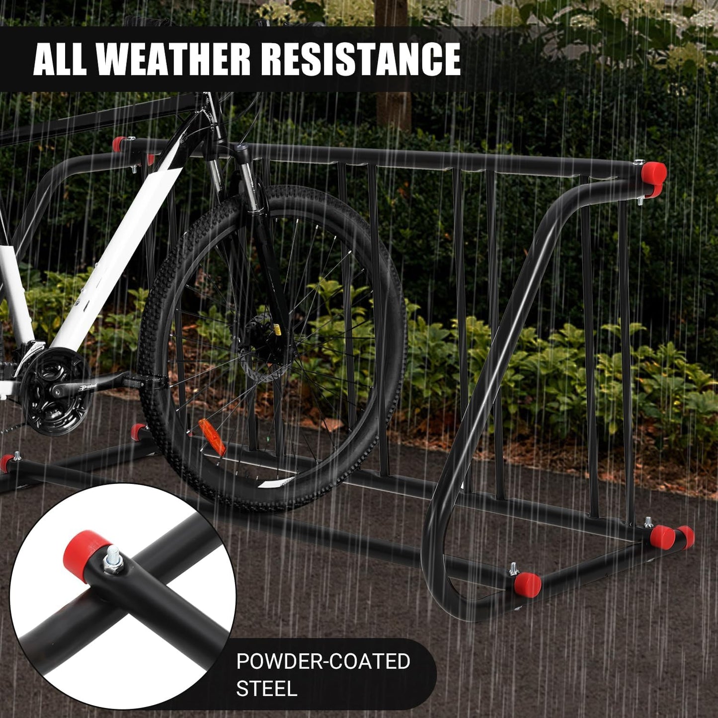 Commercial Grid Bike Rack for 5 Bikes - Heavy Duty Metal Bike Stand Floor, Outdoor Bicycle Parking Rack for Garage, Retail, School, Backyard, Bike Shop (Single Side)
