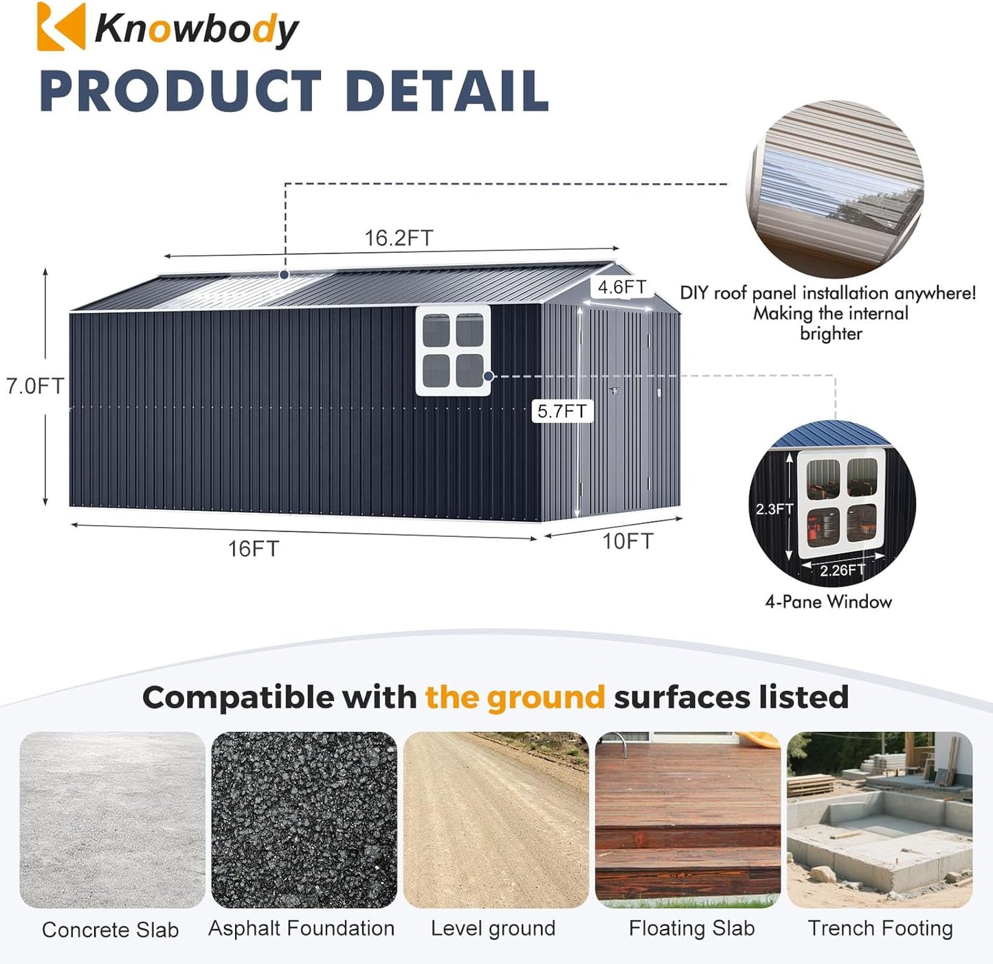 Metal Shed 10x16 FT Large with Customizable Skylight and Reinforced Steel Frame, Heavy-Duty Galvanized Steel Big Garden Sheds with Lockable Doors,4 Pane Windows, Large Utility Tool Sheds