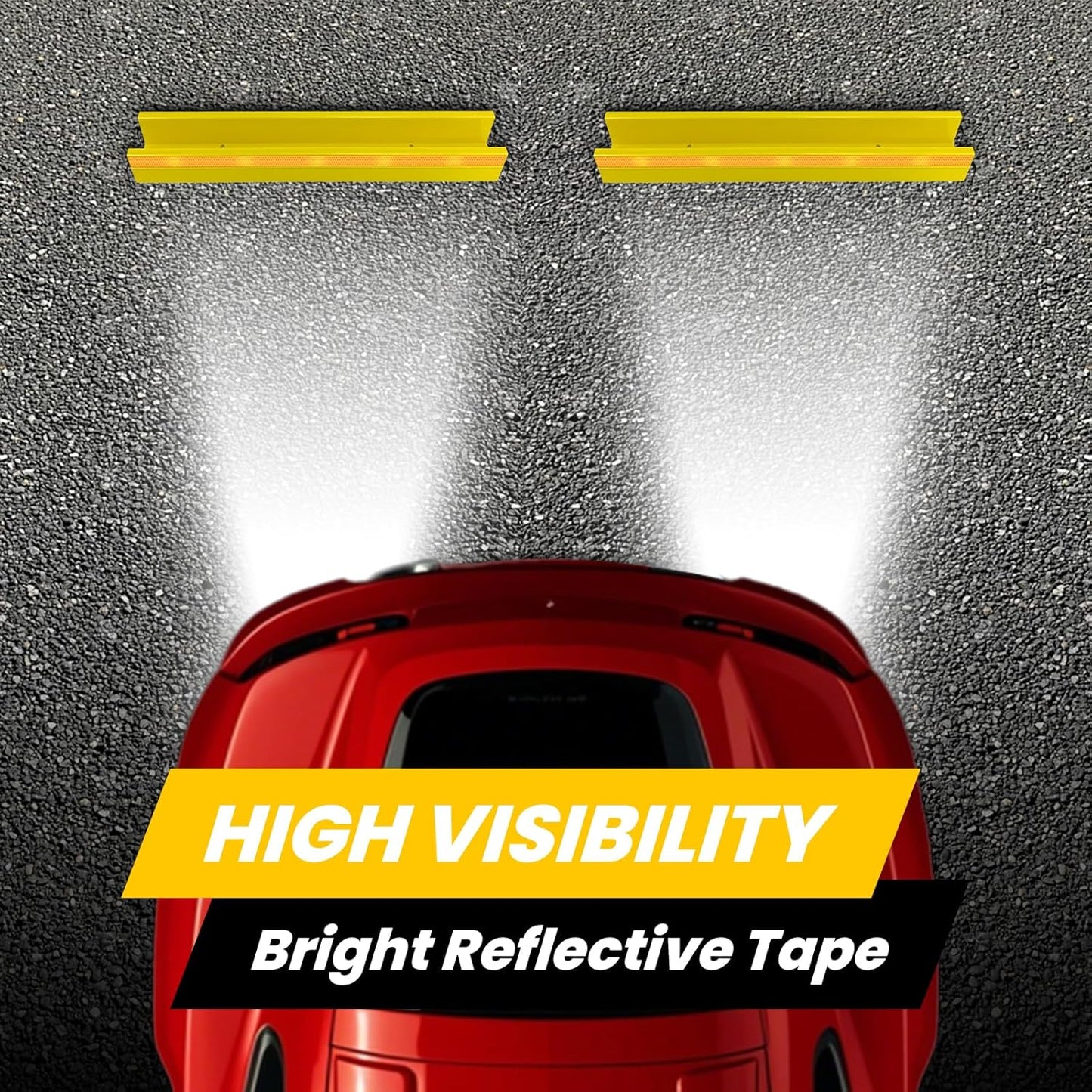 2 Pcs 18'' Parking Car Wheel Stopper for Garage with 2 Installation Methods, Heavy Duty Tire Stops with Reflective Tapes, Car Parking Aids for Garage, Yellow