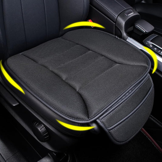 Premium Car Seat Cushion, Driver Cushion with Comfort Memory Foam & Non-Slip Rubber Bottom, Car Seat Pad Works with 95% of Vehicles and Office Chair or Home (4D Mesh - Black)