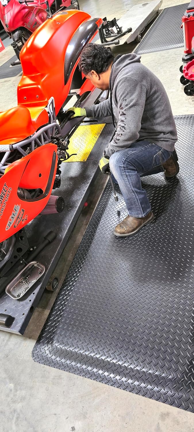 Rhino Mats, American Classic Diamond Anti-Fatigue Mats, Industrial Ergonomic Comfort Standing Mat for Work, Home, Garage, Office, Kitchen or Anywhere (Black 9/16" Thick, 3 FT. x 8 FT.)