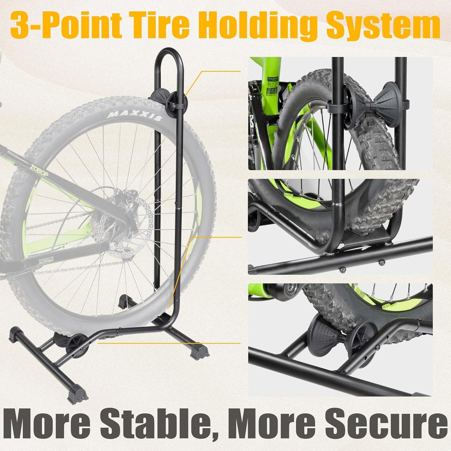 CyclingDeal Bike Floor Stand Parking Rack - for 20"-29" Mountain MTB & Road Bikes with Tire Width up to 2.4" or 5" Fat Bike - Bicycle Indoor Outdoor Garage Storage - Max Tire Width 2.4” for 2 Bikes