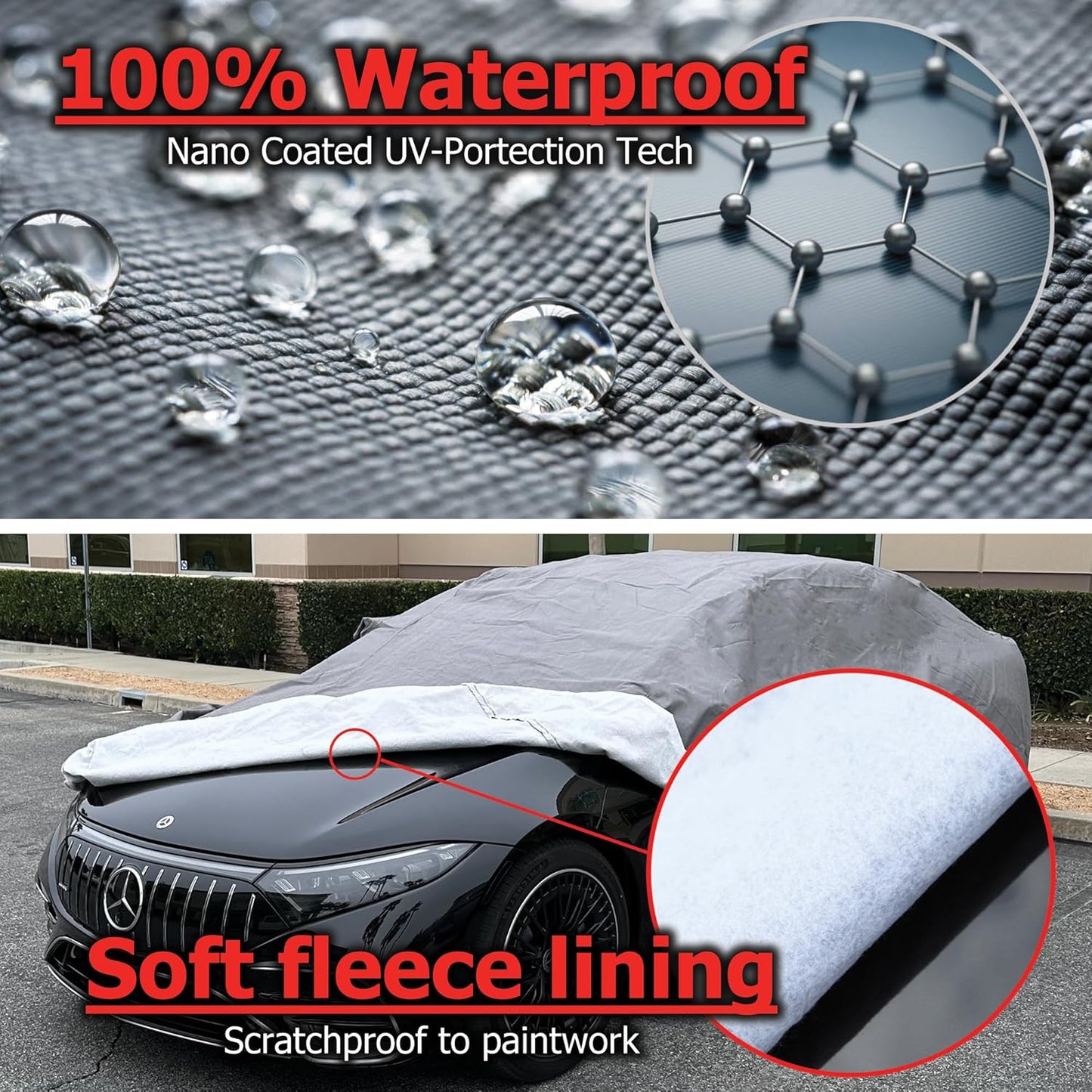 All Weather Waterproof car Cover Good for rain Snow uv Protection dust Large Size SUV Sienna Escalade Tahoe Yukon X7 Sequoia Range Rover Pacifica Gray