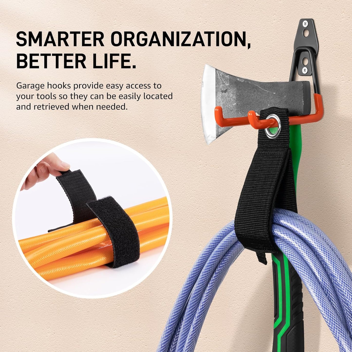 16 Pack Garage Hooks with Anti-Slip Coating Heavy Duty Wall Mount Hooks for Garage Storage and Hanging Hoses Bike Garden Tools Ropes etc